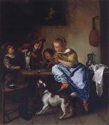 Children teaching a cat to dance Jan Steen